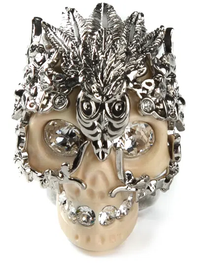Alexander Mcqueen Skull Ring In Green