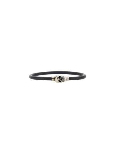 Alexander Mcqueen Skull Rubber Bracelet In Black
