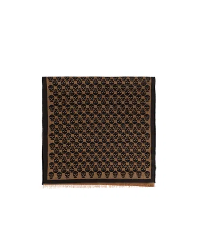 ALEXANDER MCQUEEN ALEXANDER MCQUEEN SKULL JACQUARD FRAYED-EDGE SCARF
