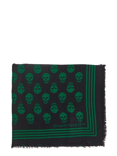 Alexander Mcqueen Skull-print Wool Scarf In Multicoloured