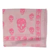 Alexander Mcqueen Silk Skull Print Scarf With Striped Border