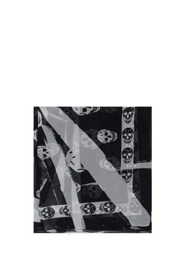 Alexander Mcqueen Skull Scarf In Black/ivory