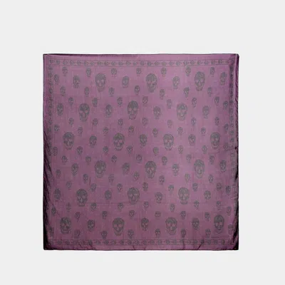 Alexander Mcqueen Skull Scarf - Silk - Night Shade In Blue