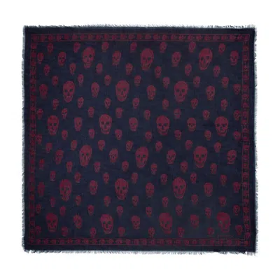 Alexander Mcqueen Skull Scarf In Blue