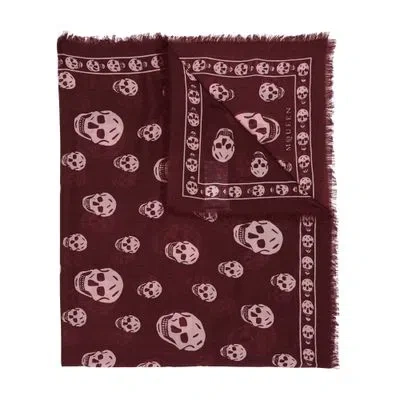 Alexander Mcqueen Skull Scarf In Burgundy