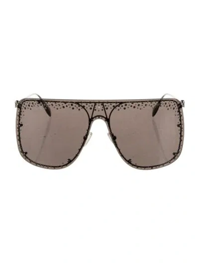 Pre-owned Alexander Mcqueen Skull Shield Sunglasses In Silver