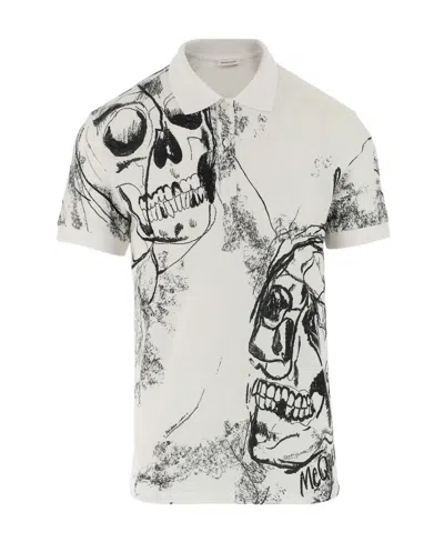 Alexander Mcqueen Skull Short-sleeved Polo Shirt In White
