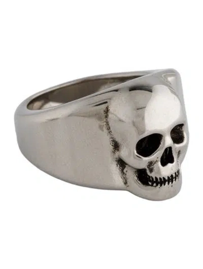 Pre-owned Alexander Mcqueen Skull Signet Ring In Multi