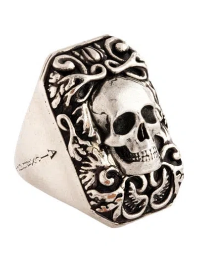Pre-owned Alexander Mcqueen Skull Signet Ring In Multicolor