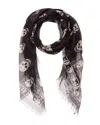 Alexander Mcqueen Skull Silk-blend Scarf In Black