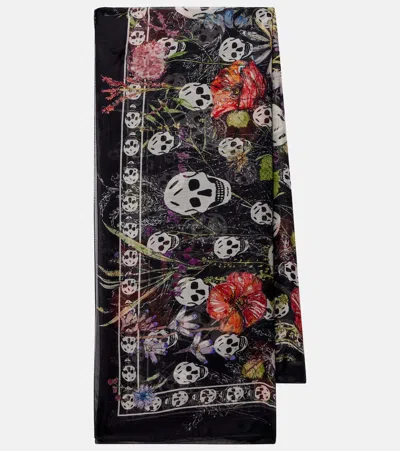 Alexander Mcqueen Skull Silk Chiffon Scarf In Multi