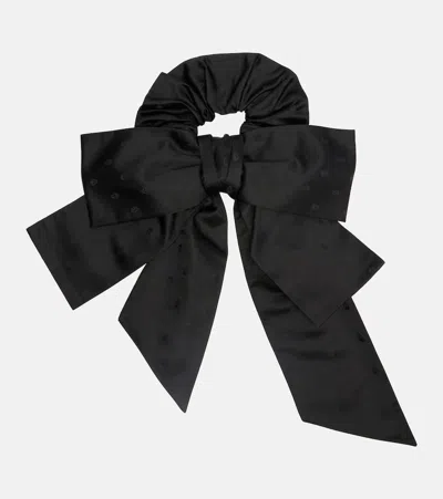 Alexander Mcqueen Skull Silk Jacquard Scrunchie In Black