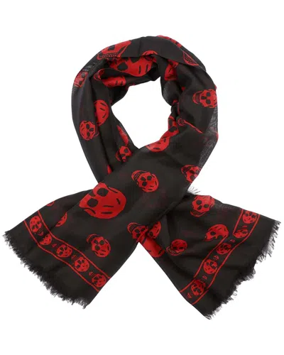 Alexander Mcqueen Skull Silk Scarf (authentic Pre-loved) In Black