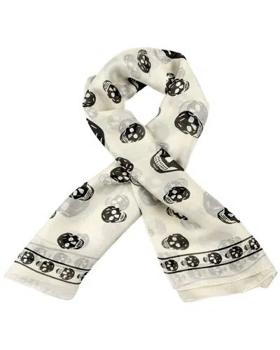 Alexander Mcqueen Skull Silk Scarf (authentic Pre-loved) In Gray