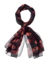 Alexander Mcqueen Skull Silk Scarf In Black