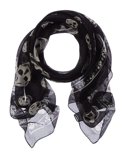 Alexander Mcqueen Skull Silk Scarf In Black