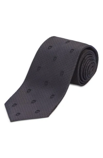 Alexander Mcqueen Skull Silk Tie In Black