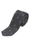 Alexander Mcqueen Skull Silk Tie In Charcoal/grey