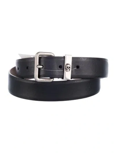 Pre-owned Alexander Mcqueen Skull Skinny Belt In Black