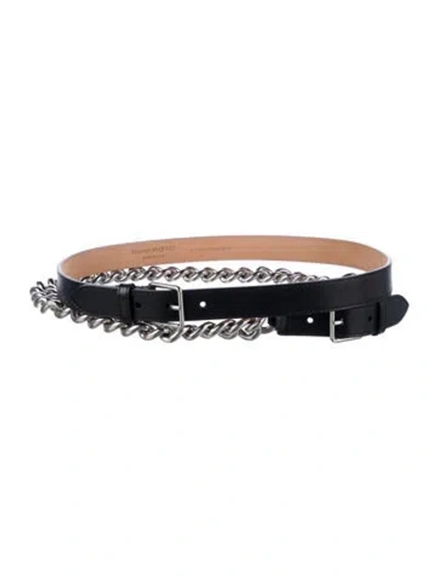 Pre-owned Alexander Mcqueen Skull Skinny Waist Belt In Black