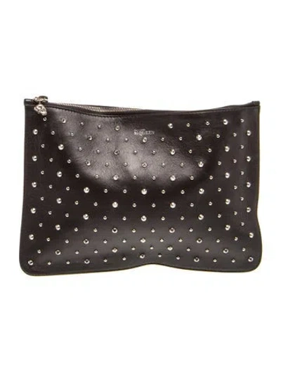 Pre-owned Alexander Mcqueen Skull Skull Zip Pouch Clutch Bag In Black