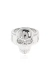 Alexander Mcqueen Silver-tone Ring With Debossed Logo In Silver