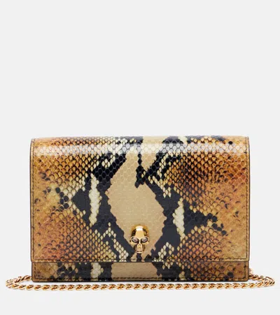 Alexander Mcqueen Skull Small Leather Crossbody Bag In Multi