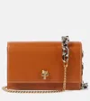 Alexander Mcqueen Small Skull-plaque Leather Crossbody Bag In Brown