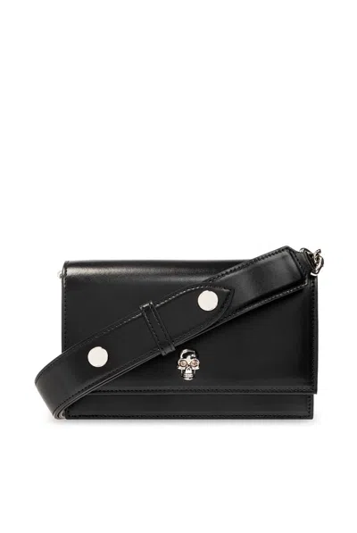 Alexander Mcqueen Women's Small Skull Logo Shoulder Bag In Black