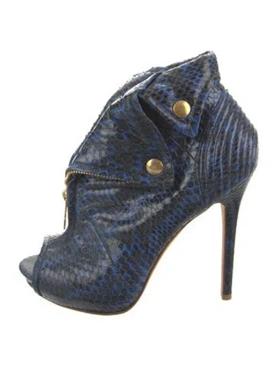 Pre-owned Alexander Mcqueen Skull Snakeskin Pumps In Blue