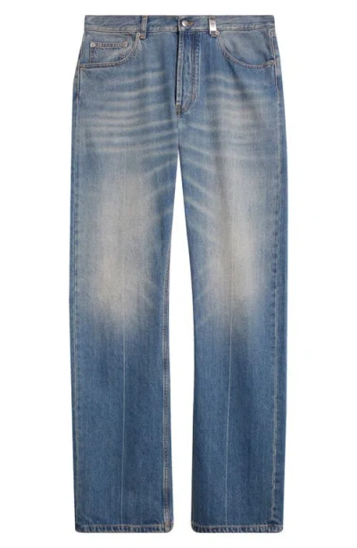 Alexander Mcqueen Mcqueen Skull Straight Leg Jeans In Blue Washed