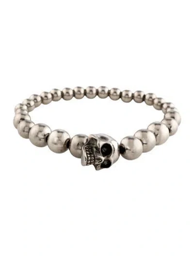 Pre-owned Alexander Mcqueen Skull Stretch Bead Bracelet, 6.5" In Multi