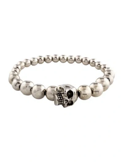 Pre-owned Alexander Mcqueen Skull Stretch Bead Bracelet, 6.5" In Multi