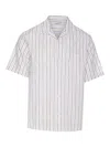 Alexander Mcqueen Short-sleeve Striped Shirt With Camp Collar