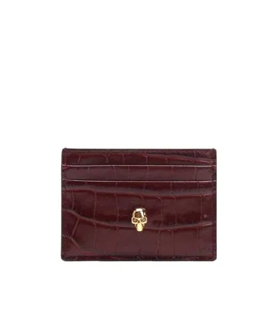 Alexander Mcqueen Skull-stud Cardholder In Nude