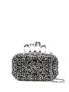 Alexander Mcqueen Studded Crystal-embellished Satin Clutch In Black