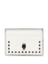 Alexander Mcqueen Skull-stud Leather Cardholder In White