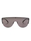 Alexander Mcqueen Skull-stud Shield-frame Sunglasses In Black