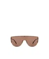 Alexander Mcqueen Skull-stud Shield-frame Sunglasses In Brown