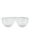 Alexander Mcqueen Skull-stud Shield-frame Sunglasses In Silver