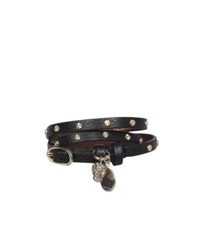 Alexander Mcqueen Skull Stud Wraparound Bracelet In Black
