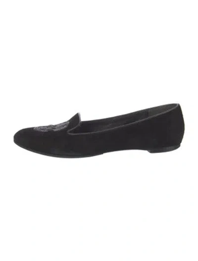 Pre-owned Alexander Mcqueen Skull Suede Loafers In Black