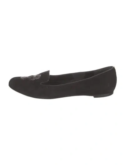 Pre-owned Alexander Mcqueen Skull Suede Loafers In Black