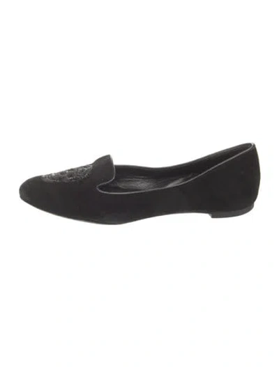 Pre-owned Alexander Mcqueen Skull Suede Loafers In Black