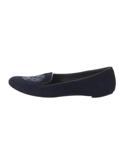 Pre-owned Alexander Mcqueen Skull Suede Loafers In Blue