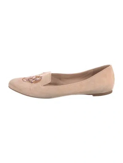 Pre-owned Alexander Mcqueen Skull Suede Loafers In Neutrals