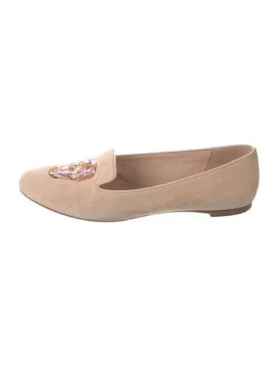 Pre-owned Alexander Mcqueen Skull Suede Loafers In Neutrals