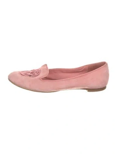 Pre-owned Alexander Mcqueen Skull Suede Loafers In Pink