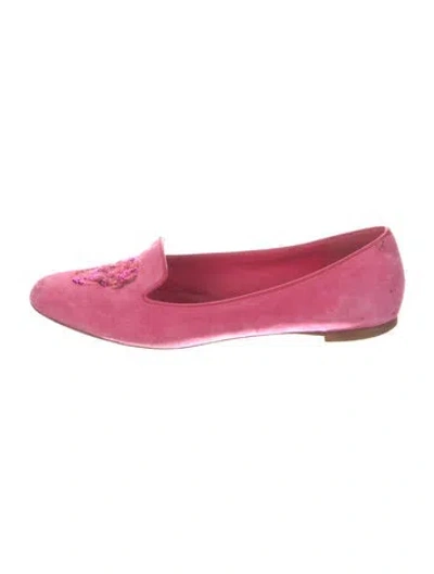 Pre-owned Alexander Mcqueen Skull Suede Loafers In Pink