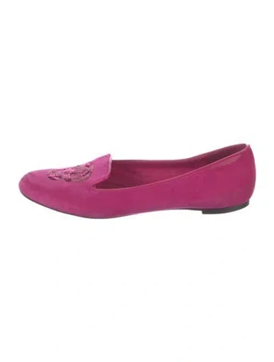 Pre-owned Alexander Mcqueen Skull Suede Loafers In Purple